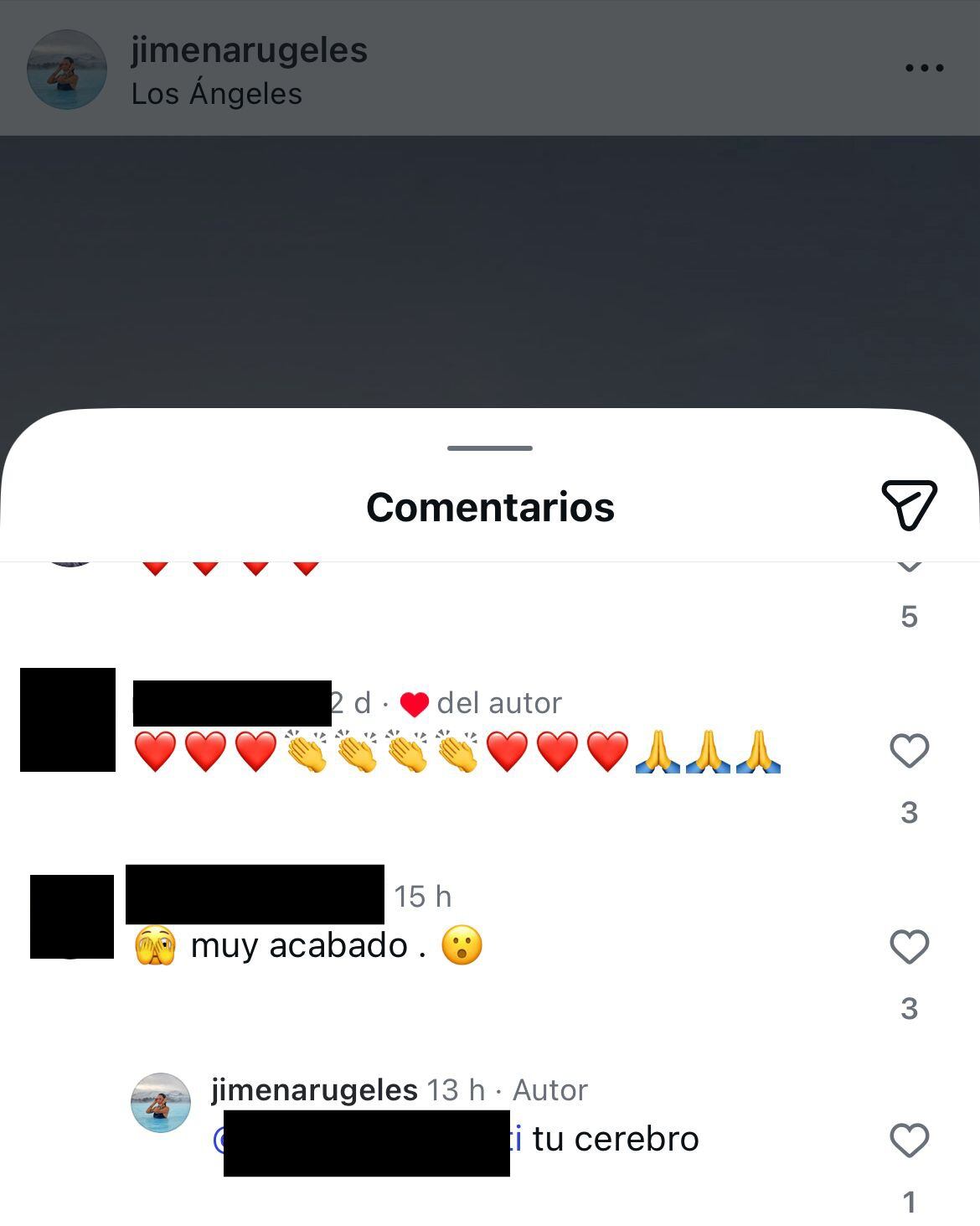 Reacción de Jimena Rugeles a comentario