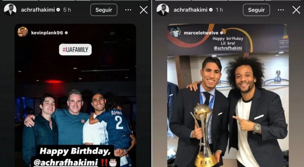 Historias de Instagram de Hakimi tras el golpe de Luis Díaz.