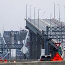 El puente Francis Scott Key colapsado se ve al fondo de la rampa de acceso al puente el 27 de marzo de 2024 en Baltimore, Maryland (Estados Unidos). Foto de Anna Moneymaker / GETTY IMAGES NORTEAMÉRICA / Getty Images vía AFP.