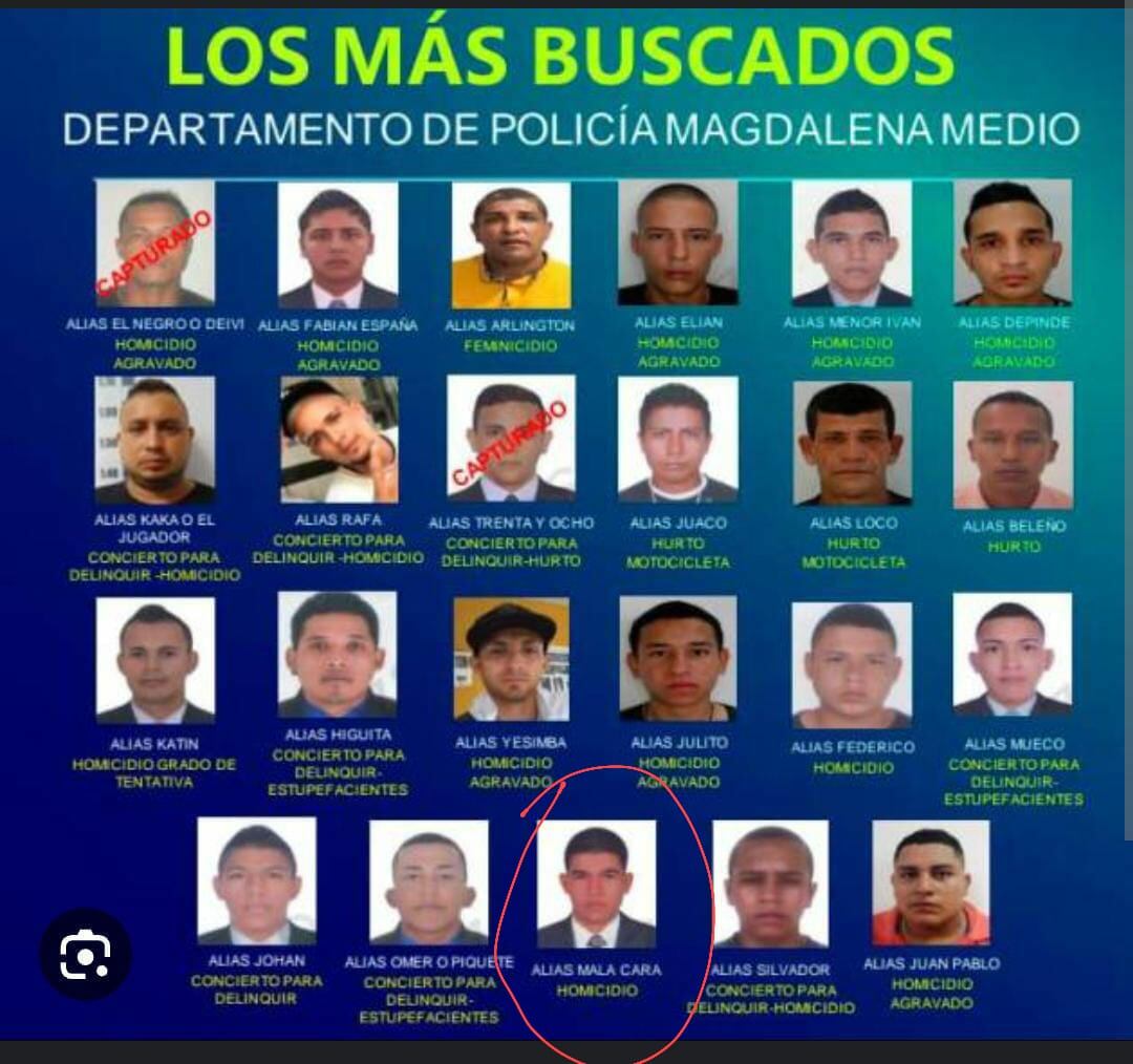 Cayó alias Mala Cara, uno de los más buscados por la Policía en el Magdalena Medio; sería responsable de varios homicidios