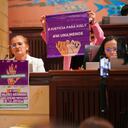 María Fernanda Carrascal, Susana Boreal y otras mujeres del Pacto Histórico no se quedaron al debate de feminicidio en Colombia ni escucharon a víctimas de la violencia. Foto: prensa Catherine Juvinao