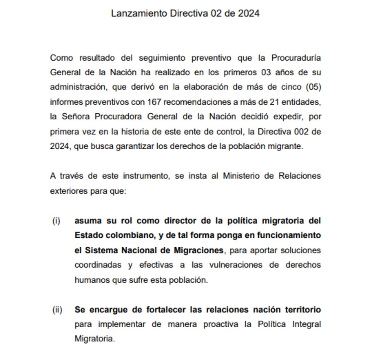 Esta es la directiva de la Procuraduría que obliga a funcionarios públicos, y administraciones locales y nacional a tomar medidas para proteger a la población migrante.