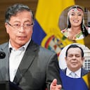 Gustavo Petro, Martha Peralta, Euclides Torres y una imagen referencia de una visa americana.