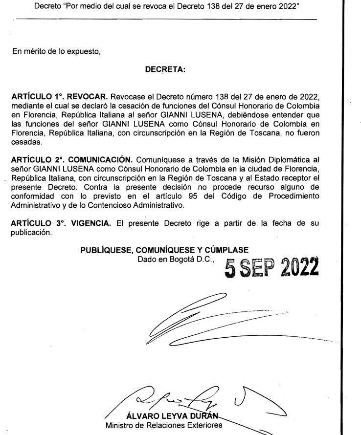 Decreto Cancillería