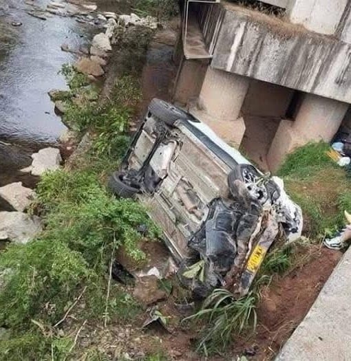 El vehículo cayó desde un puente.