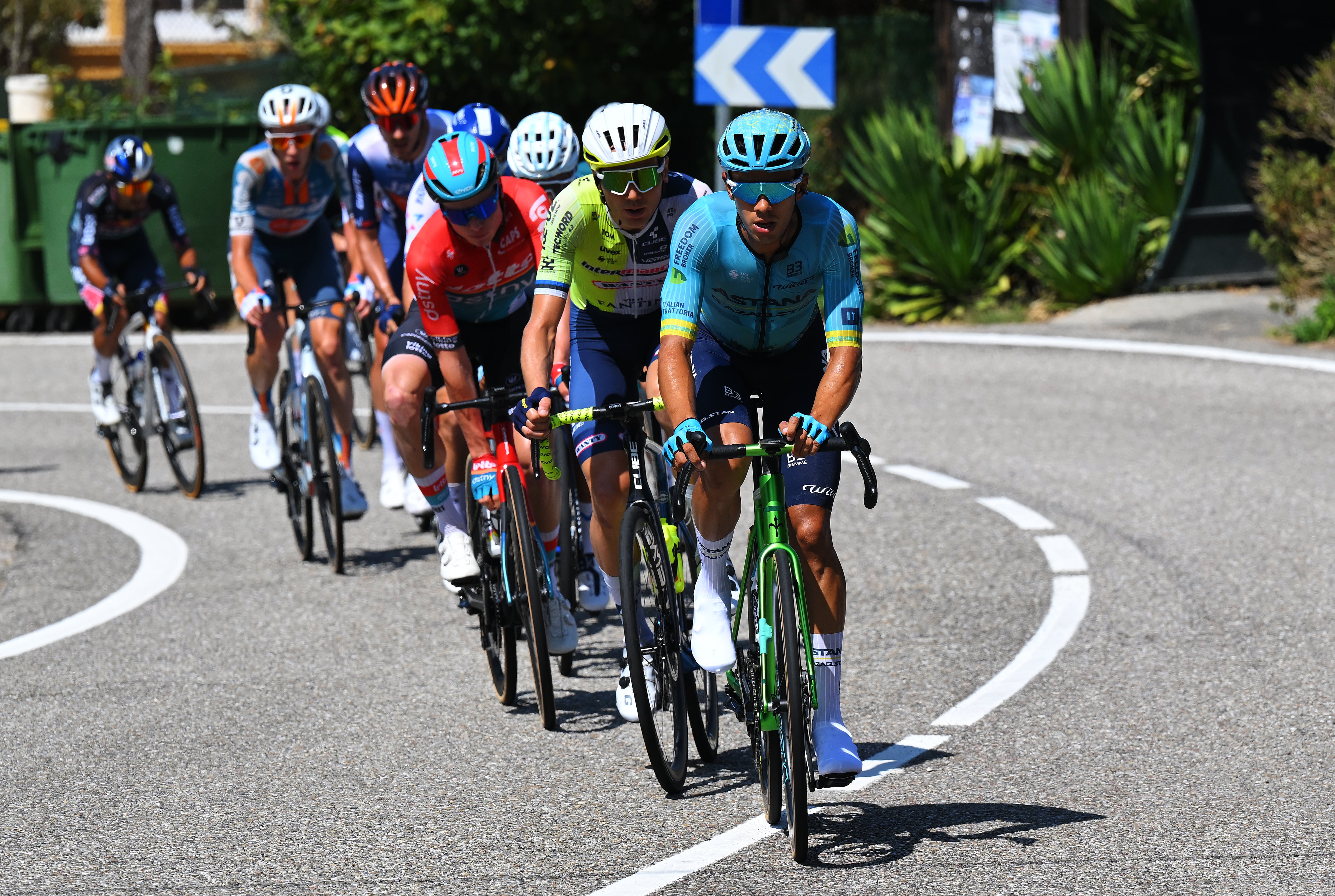 PONTEAREAS, SPAIN - AUGUST 27: (L-R) Rein Taaramae of Estonia and Team Intermarche-Wanty and Harold Tejada of Colombia and Team Astana Qazaqstan compete during the La Vuelta - 79th Tour of Spain 2024, Stage 10 a 160km stage from Ponteareas to Baiona / #UCIWT / on August 27, 2024 in Ponteareas, Spain.  (Photo by Tim de Waele/Getty Images)