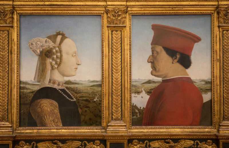 Retrato de los Duques de Urbino de Piero della Francesca: Esta obra retrata a los esposos Federigo da Montefeltro y Battista Sforza. Una de las obras que se podrán ver del 4 al 7 de febrero en el documental Florencia y la Galería Uffizi.