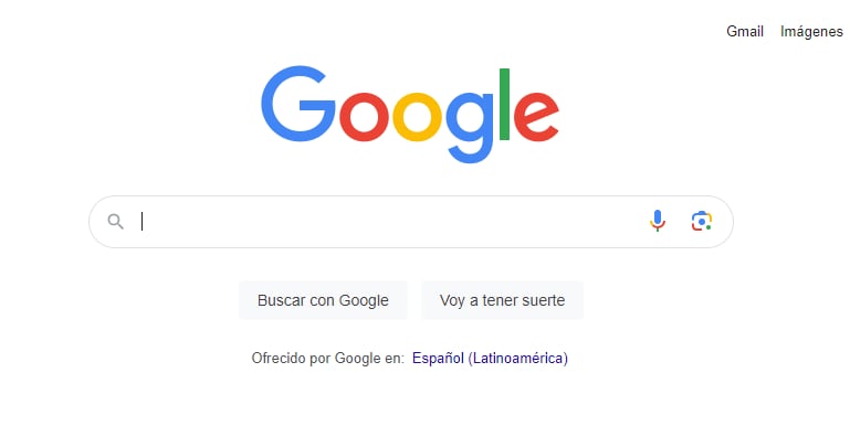 Página principal de Google en su versión de escritorio.