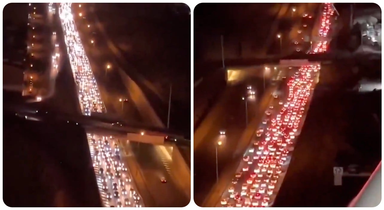 Las vías de las principales carreteras de Teherán se encuentran llenas de vehículos