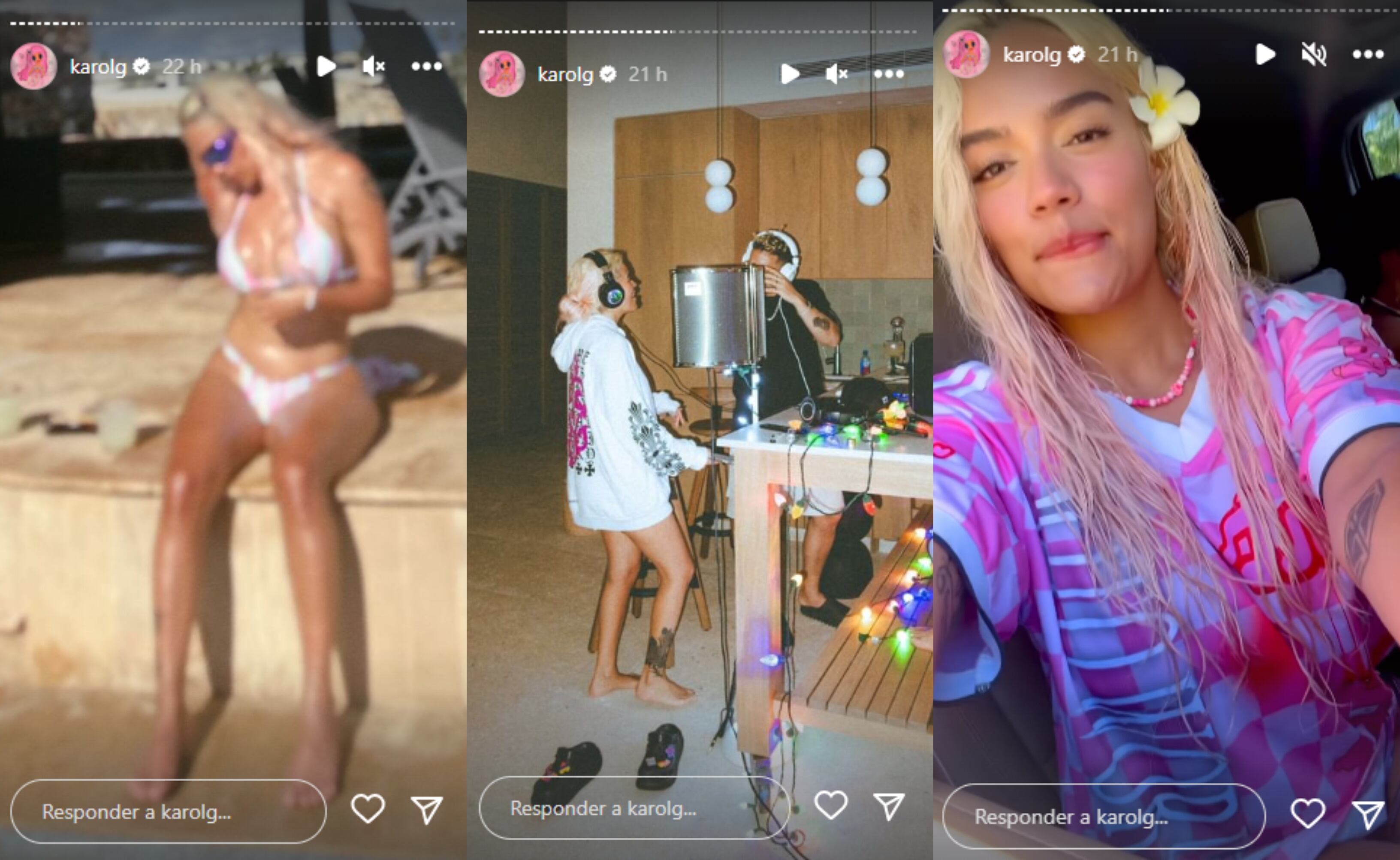 Karol G compartió fotos playeras con sus seguidores.