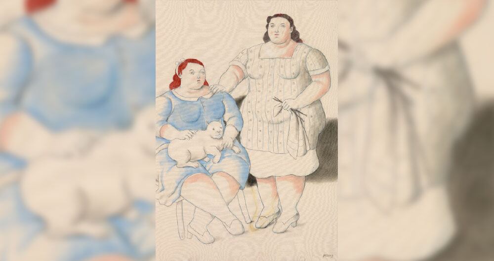 Dos hermanas, 2019 - Acuarela sobre lienzo.