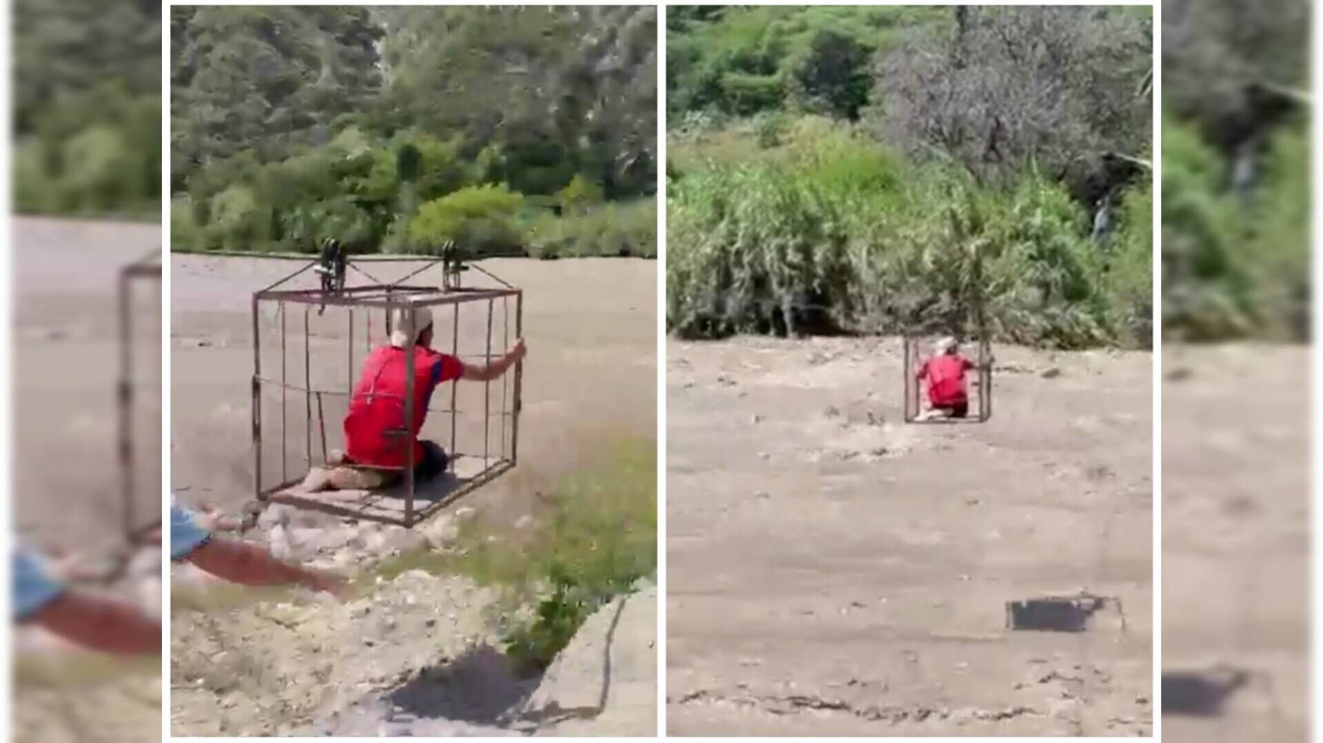 Los habitantes de este sector utilizan una improvisada canasta para movilizarse de un lado a otro.