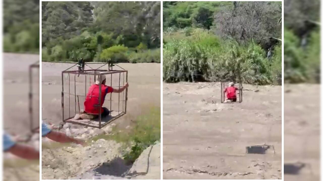 Los habitantes de este sector utilizan una improvisada canasta para movilizarse de un lado a otro.