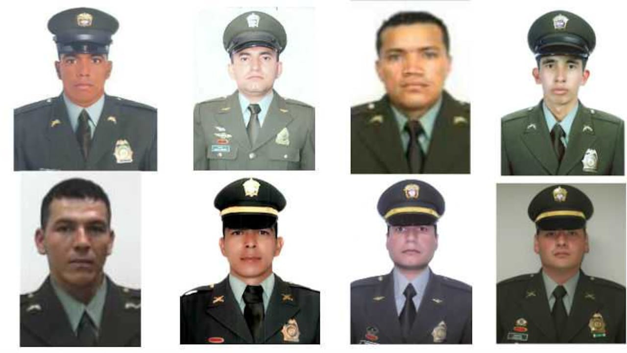 Estos son ocho de los 16 policías que murieron en el accidente de Black Hawk este martes entre Carepa y Chigorodó (Antioquia).