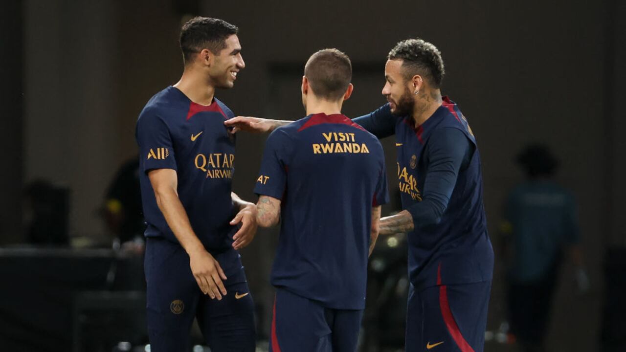 Achraf Hakimi, Marco Verratti y Neymar Jr.