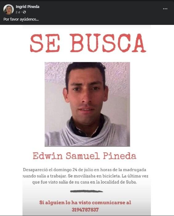 Desde el domingo 23 de julio sus familiares no saben del paradero del profesor de tenis Edwin Pineda.
