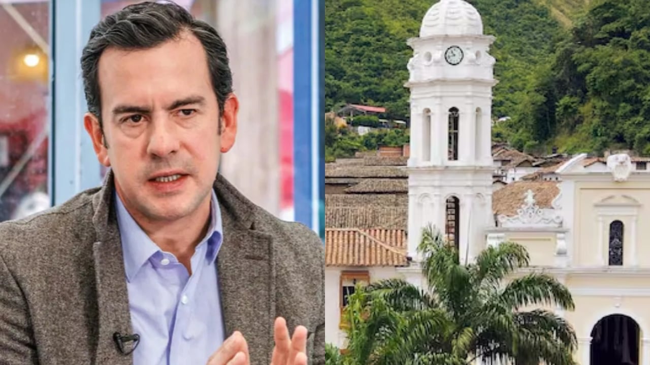 Rodrigo Lara, ministro del Interior, y una imagen del municipio de El Carmen, en Norte de Santander.
