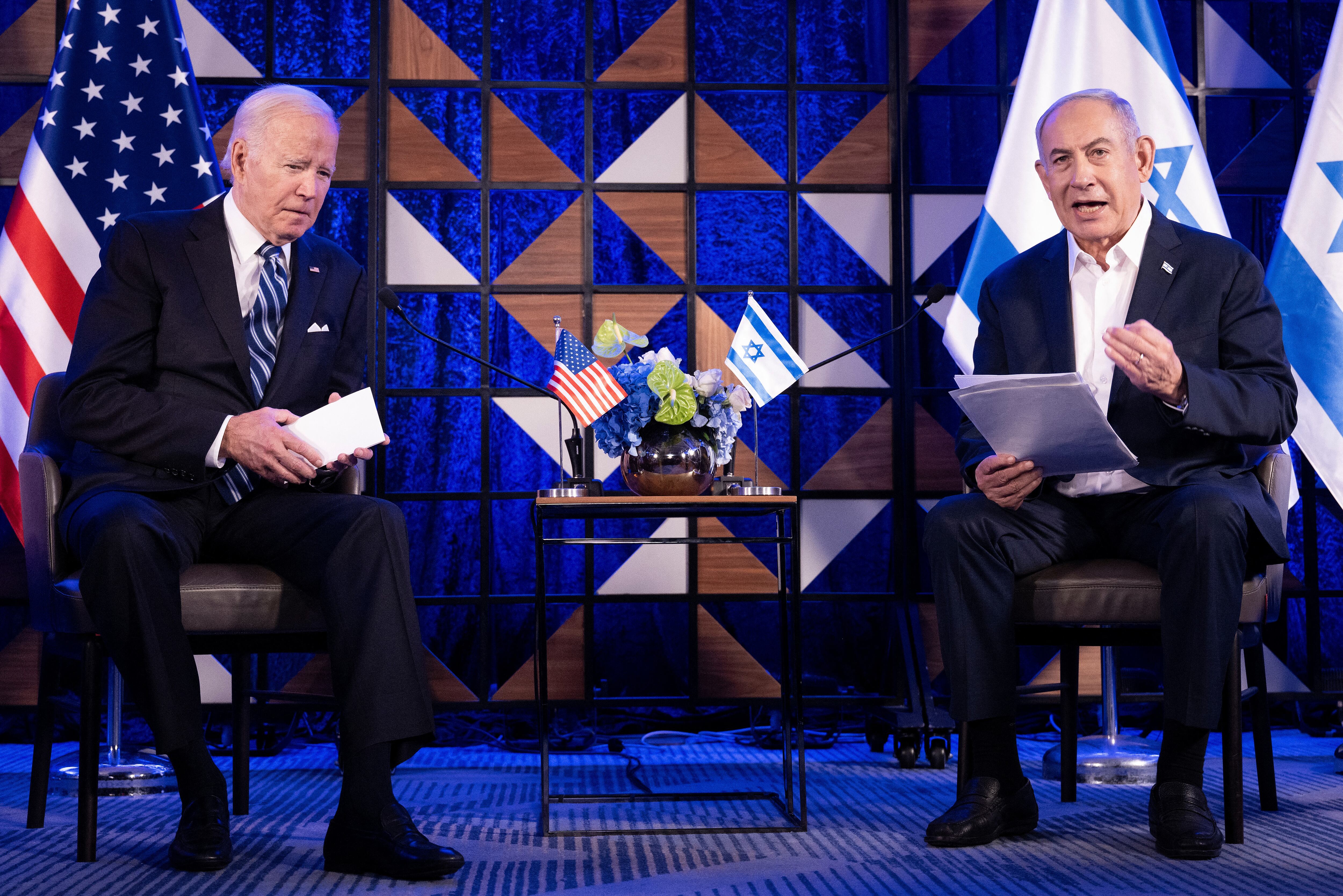 Joe Biden, presidente de Estados Unidos junto a Benjamin Netanyahu, primer ministro de Israel.
