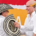 Gustavo Petro y Salvatore Mancuso intercambiaron sombreros vueltiaos en medio del evento.