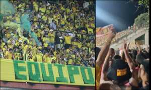 Hinchas del Pereira aplauden a los de Atlético Bucaramanga