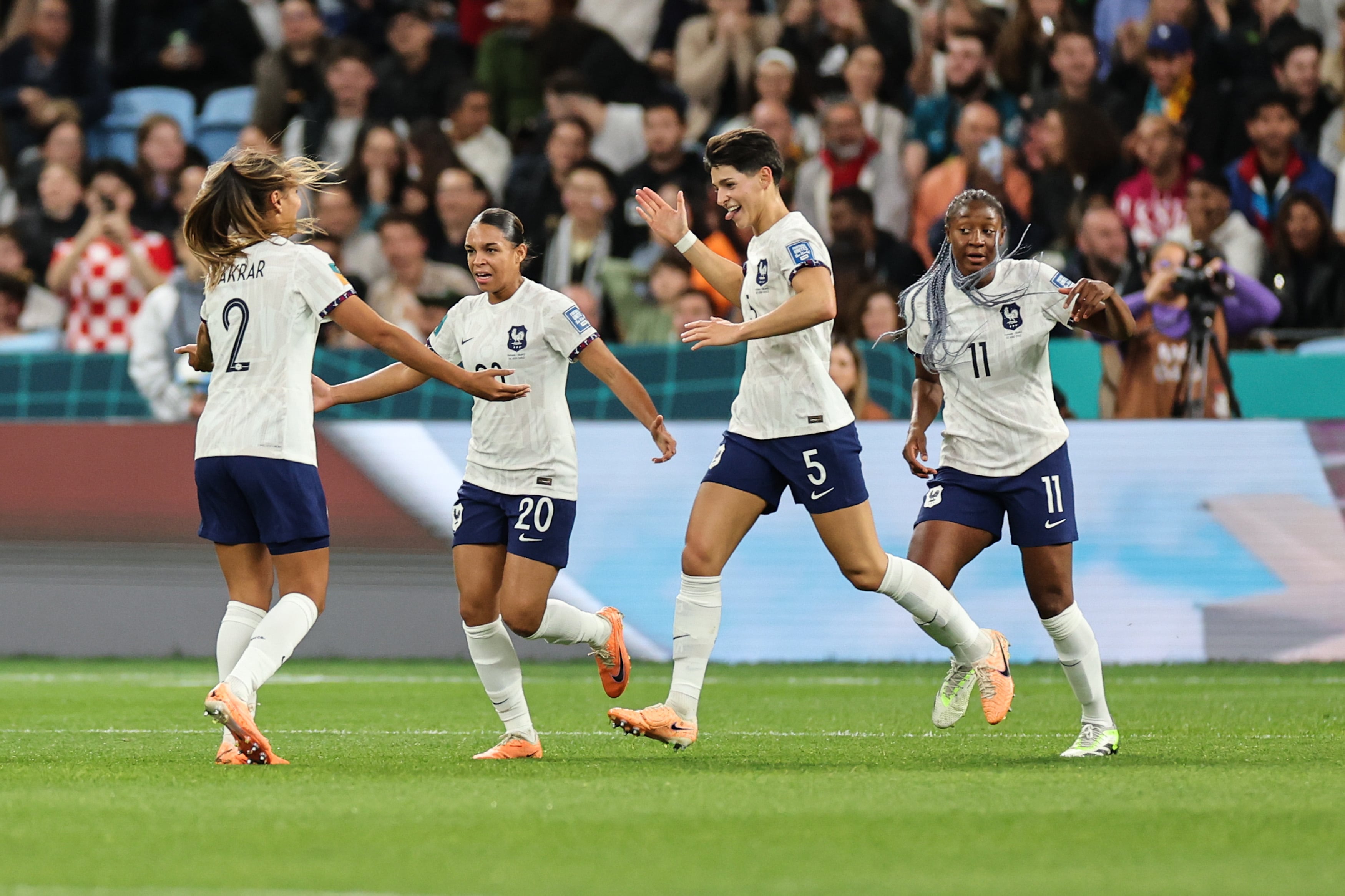 Maelle Lakrar de Francia celebra después del primer gol de su equipo durante el partido de la Copa Mundial Femenina de la FIFA Australia y Nueva Zelanda 2023 entre Panamá y Francia en el Estadio de Fútbol de Sydney el 02 de agosto de 2023 en Sydney, Australia. (Foto de Norvik Alaverdian ATPImages/Getty Images)