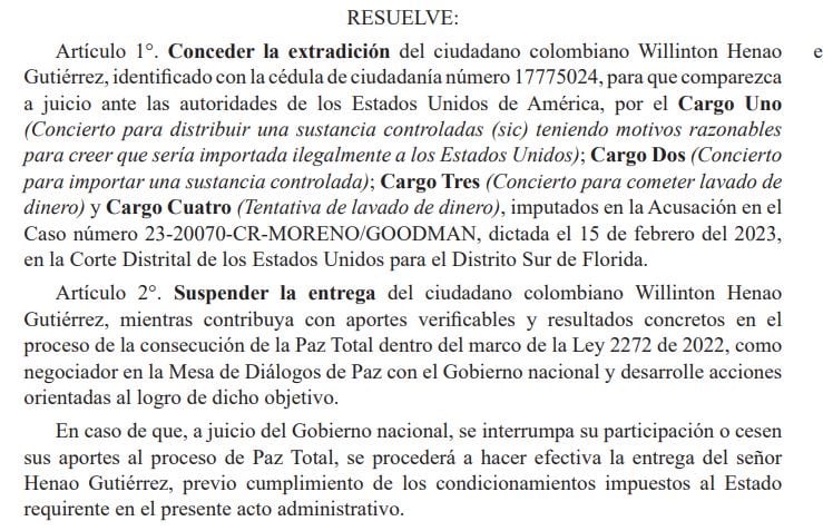 Resolución Petro caso alias Mocho Olmedo