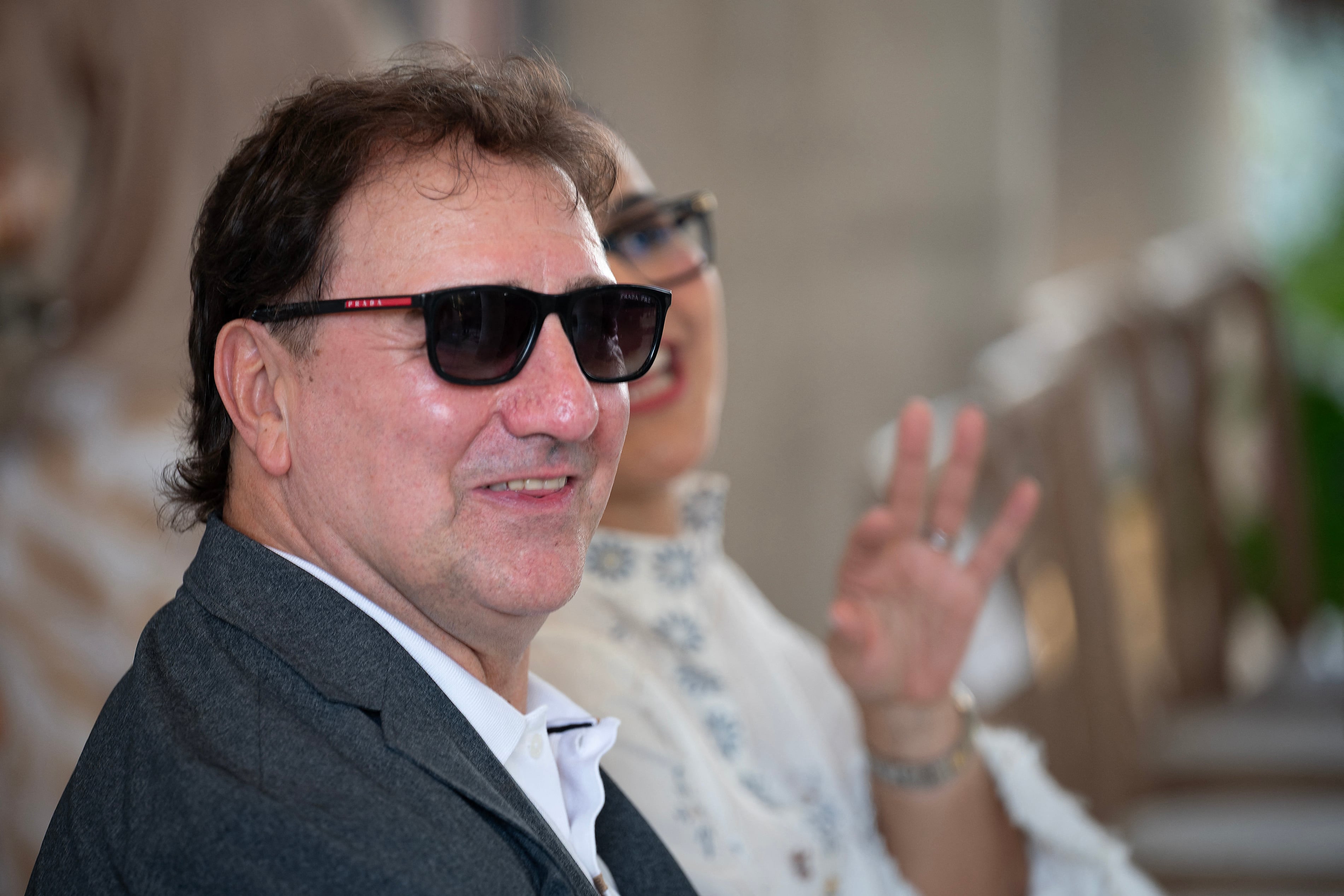 Colombia's national football team coach, Argentine Nestor Lorenzo, smiles during the visit of FIFA President Gianni Infantino to the new Concentration Hotel of the Colombian Football Federation in Barranquilla, Colombia, on February 24, 2026. FIFA boss Gianni Infantino told AFP on February 24, 2026, he was "very reassured" about Mexico's hosting of games in the World Cup, in his first comments on the violence triggered by the killing of a drug cartel leader. (Photo by David SALAZAR / AFP)