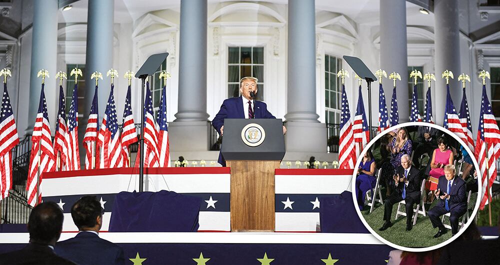 Donald Trump presidió con diagnóstico de positivo y sin tapabocas, entre otros eventos, una rueda de prensa que duró cerca de 10 minutos en un recinto cerrado.