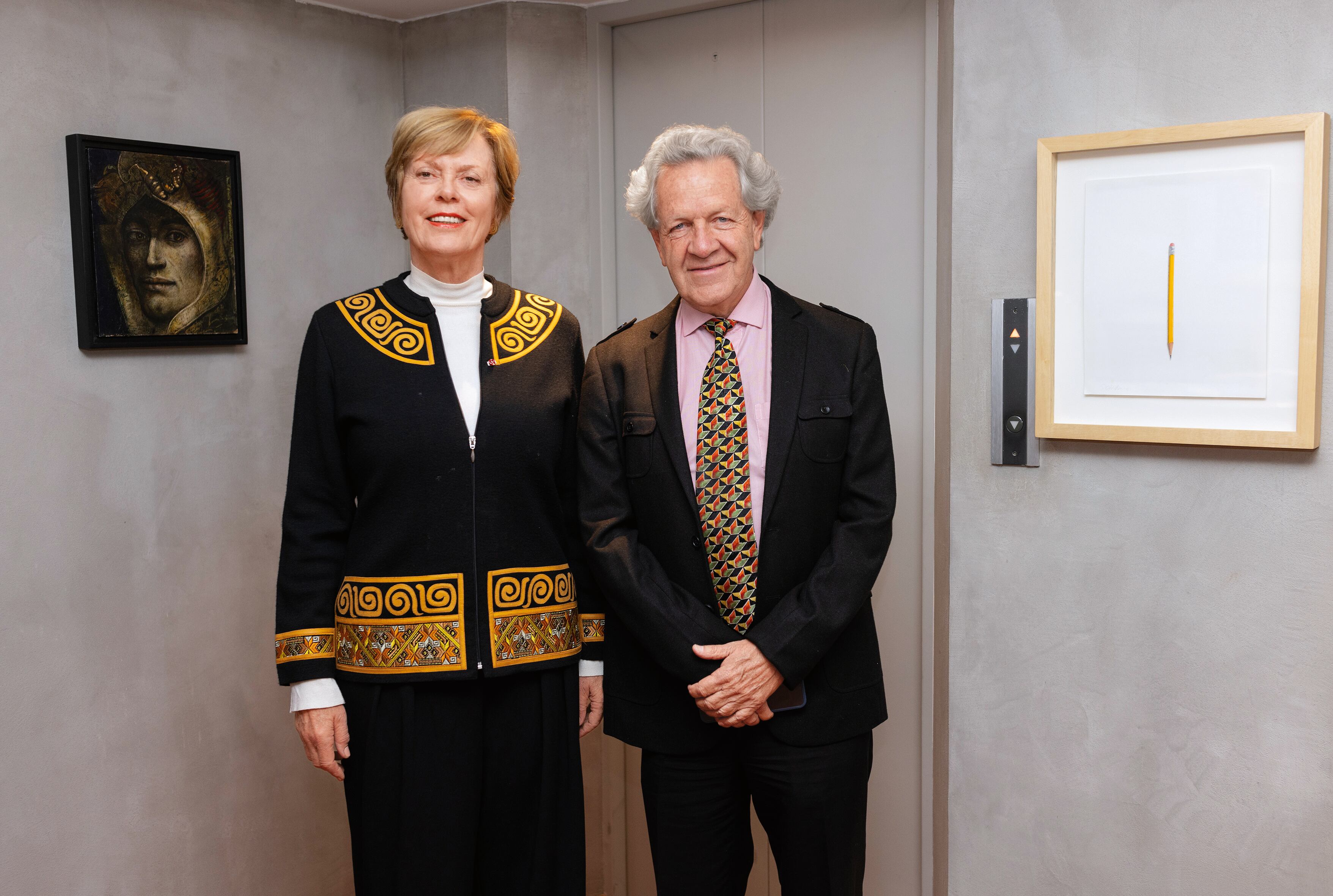 Marianne Feldmann, exembajadora de Austria en Colombia, y Jorge Camacho.