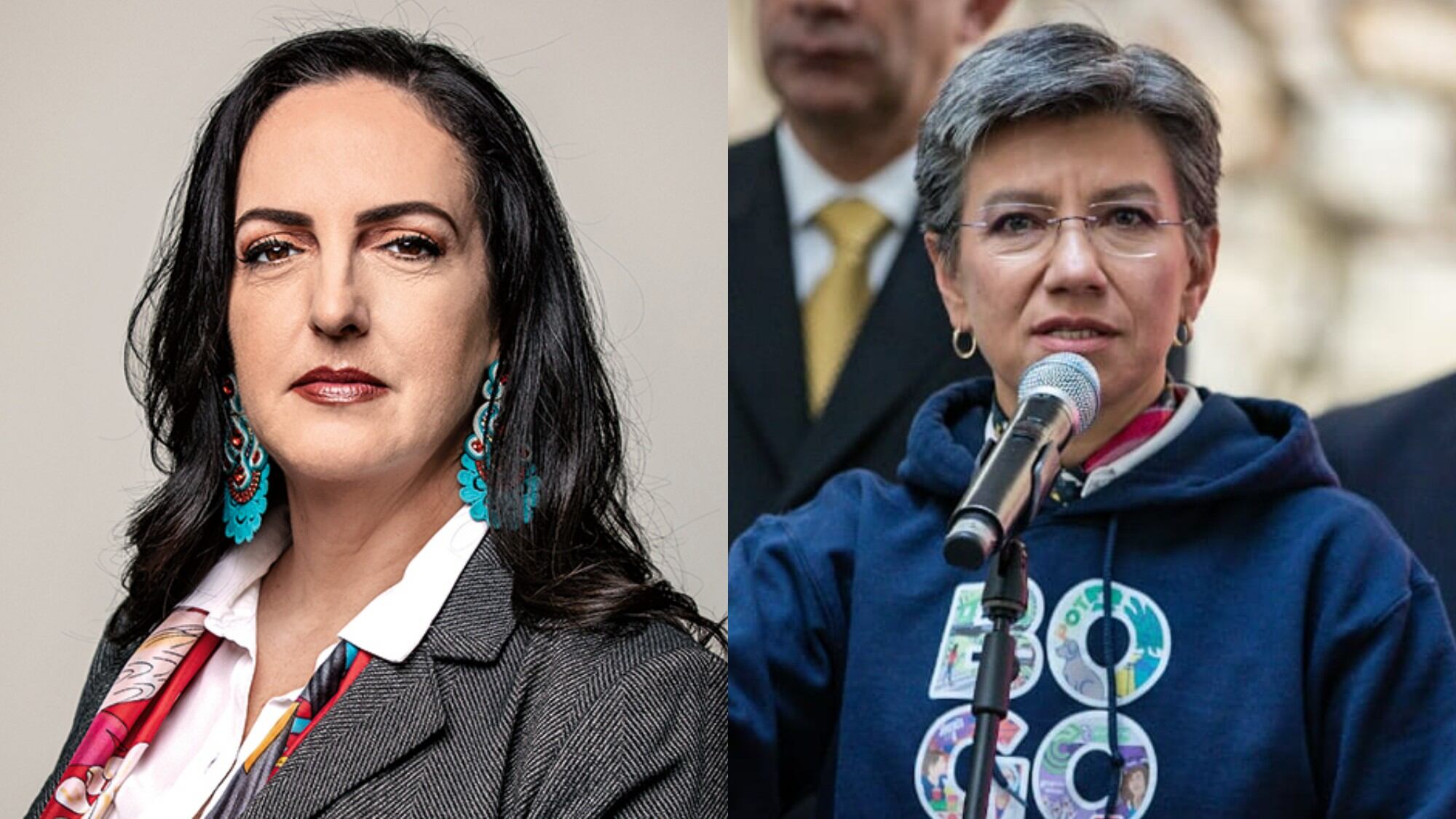 María Fernanda Cabal, senadora del Centro Democrático, y la alcaldesa Claudia López.