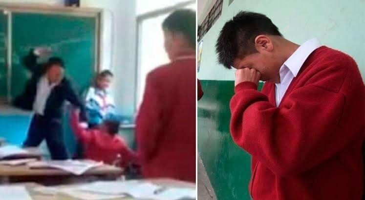 A través de la red social Facebook quedó registrada la imagen protagonizada por el profesor Daniel Mendiola, del colegio San Felipe, quien no soportó la manera como uno de sus alumnos era víctima Bullying.