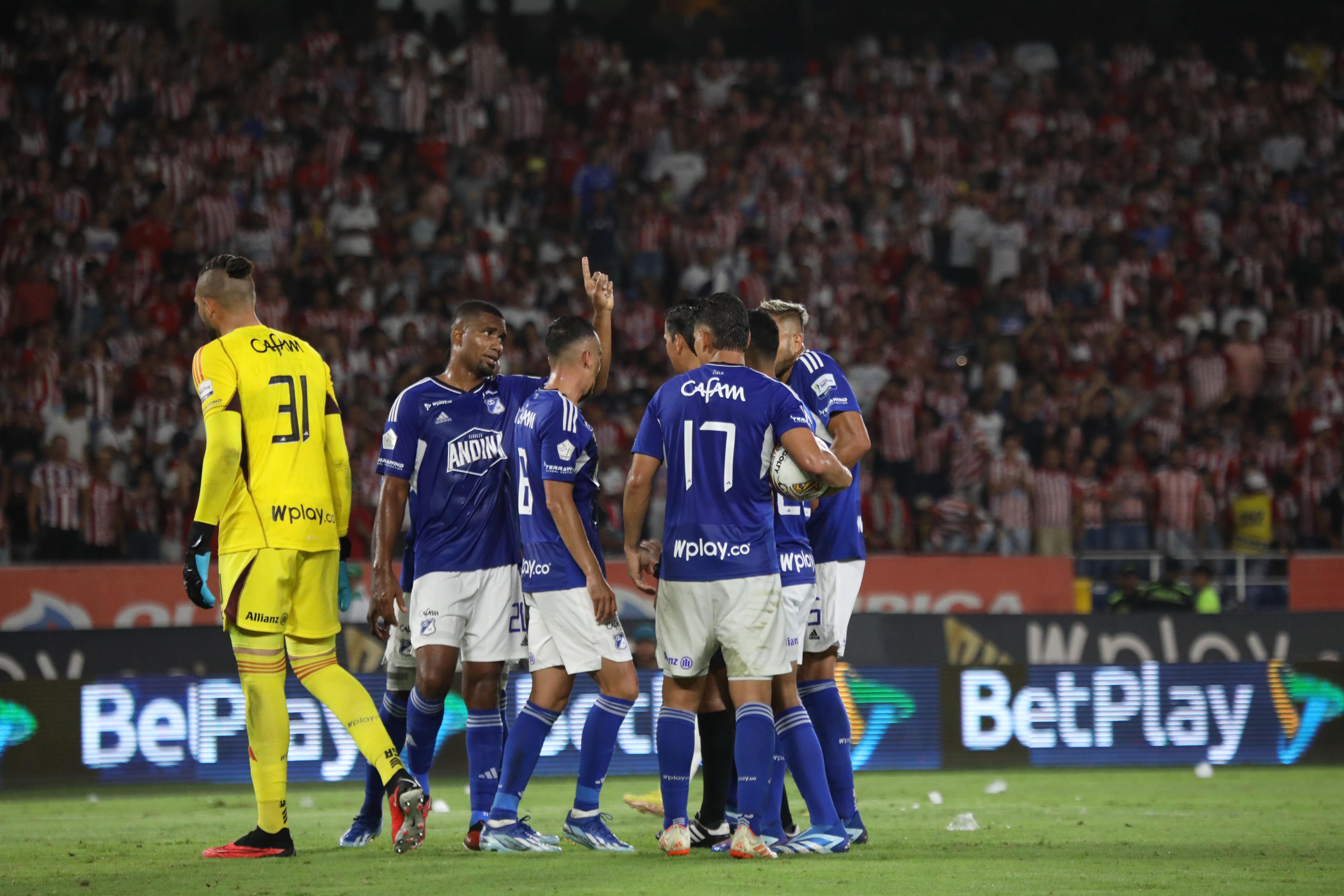Imagen del partido de ida de la final de la Superliga de Colombia 2024 entre el Junior de Barranquilla y Millonarios.