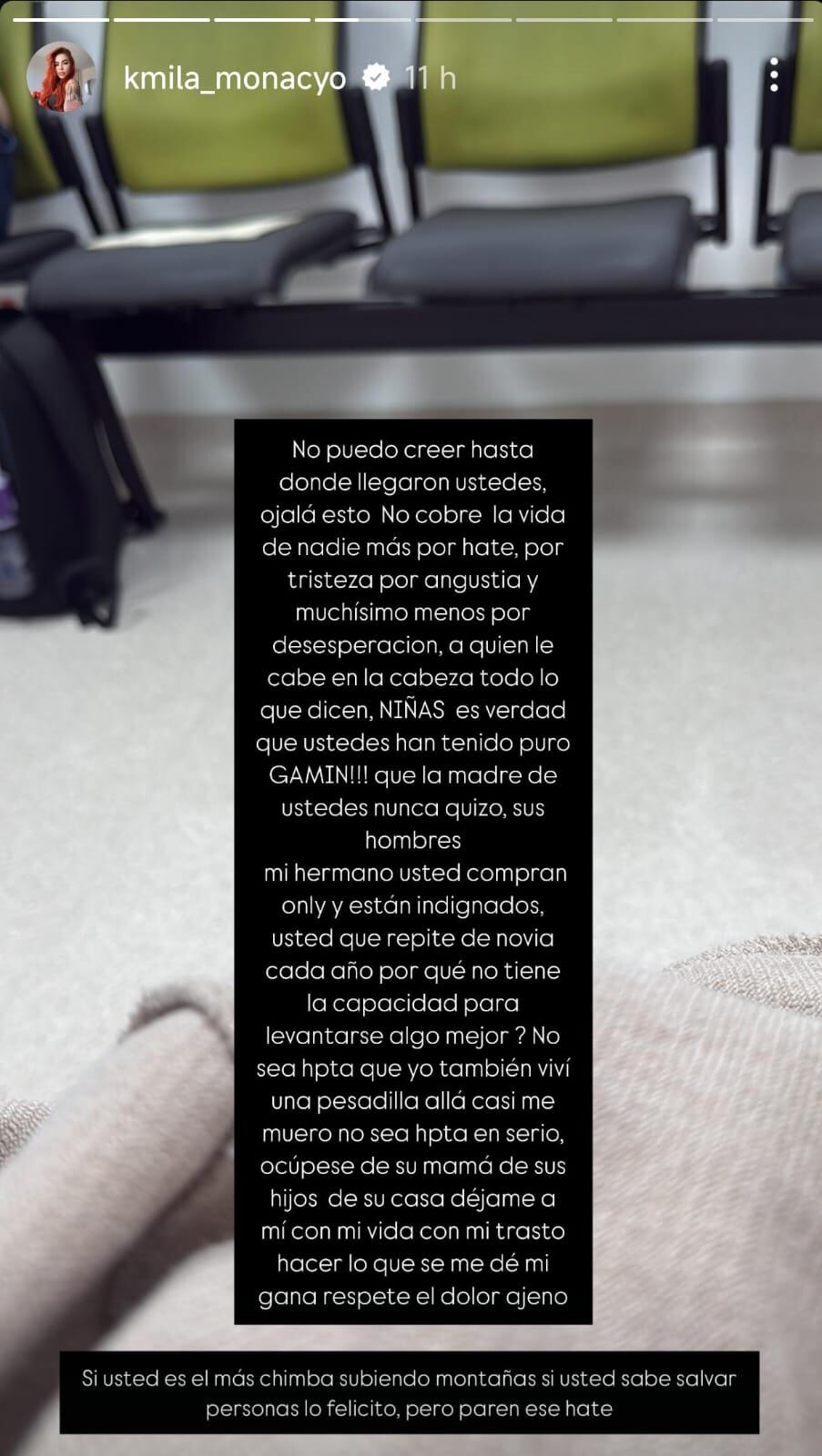 Mensaje de Julieth Ordóñez.