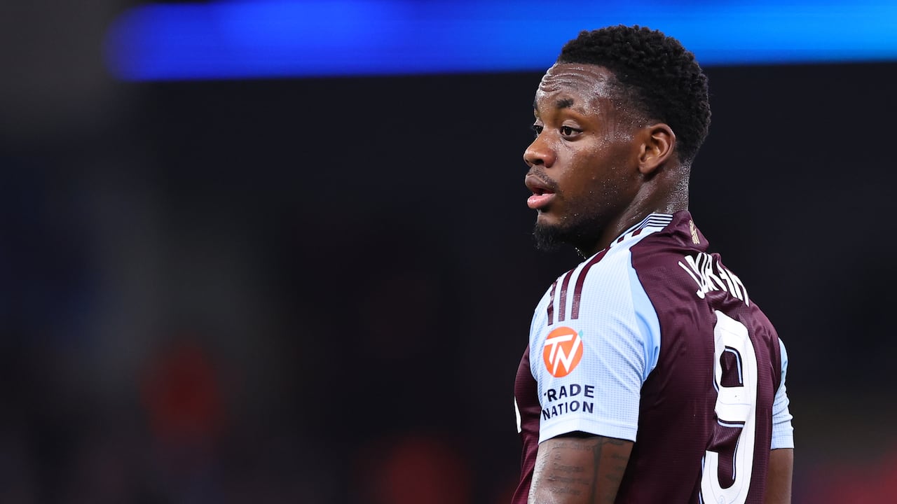 BIRMINGHAM, ENGLAND - OCTOBER 22: Jhon Duran of Aston Villa during the UEFA Champions League 2024/25 League Phase MD3 match between Aston Villa FC and Bologna FC 1909 at Villa Park on October 22, 2024 in Birmingham, England. (Photo by Robbie Jay Barratt - AMA/Getty Images)