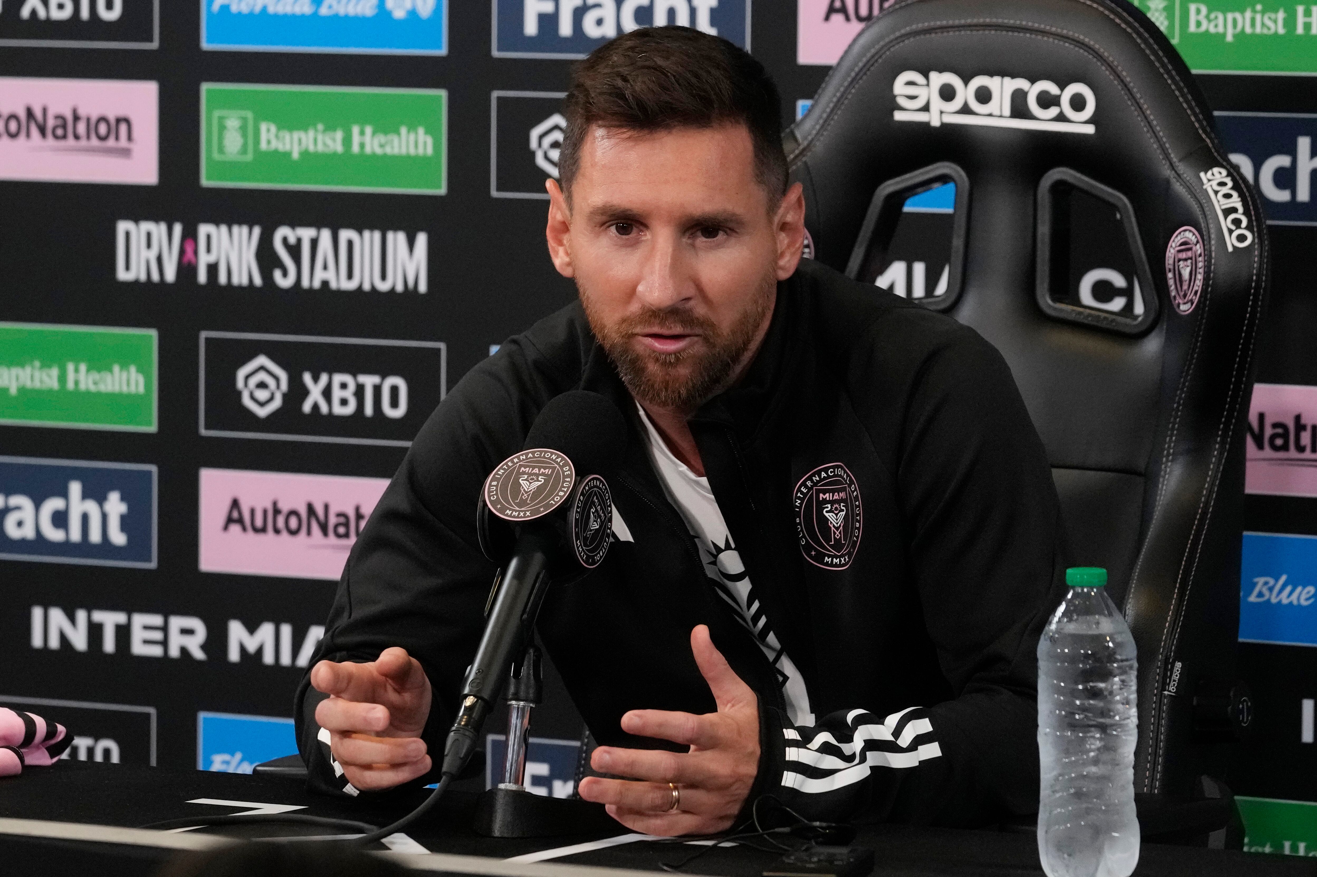 Lionel Messi, del Inter Miami, durante una rueda de prensa.