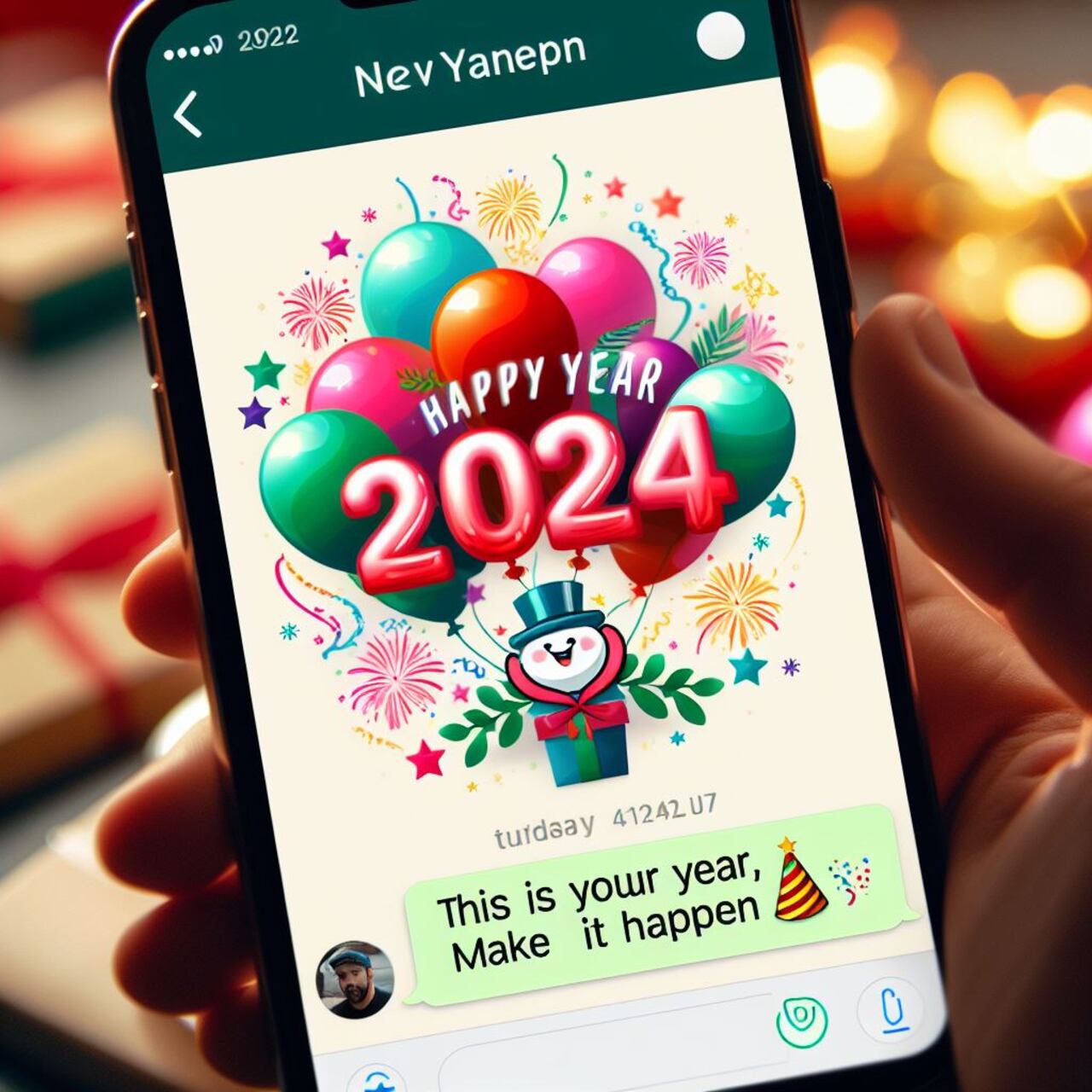 Mensaje de Año Nuevo vía WhatsApp. Imagen de referencia.