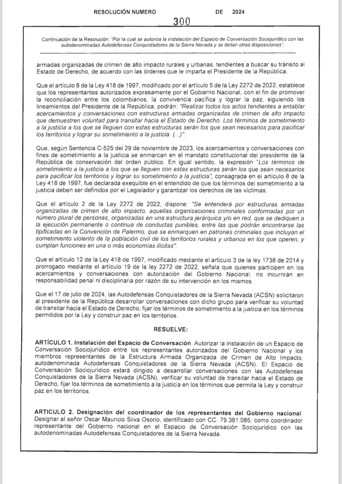 Resolución presidente Gustavo Petro