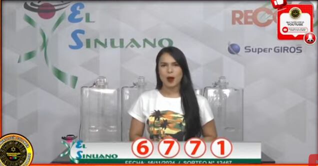 Resultados del sorteo 12467 de la Lotería El Sinuano Día