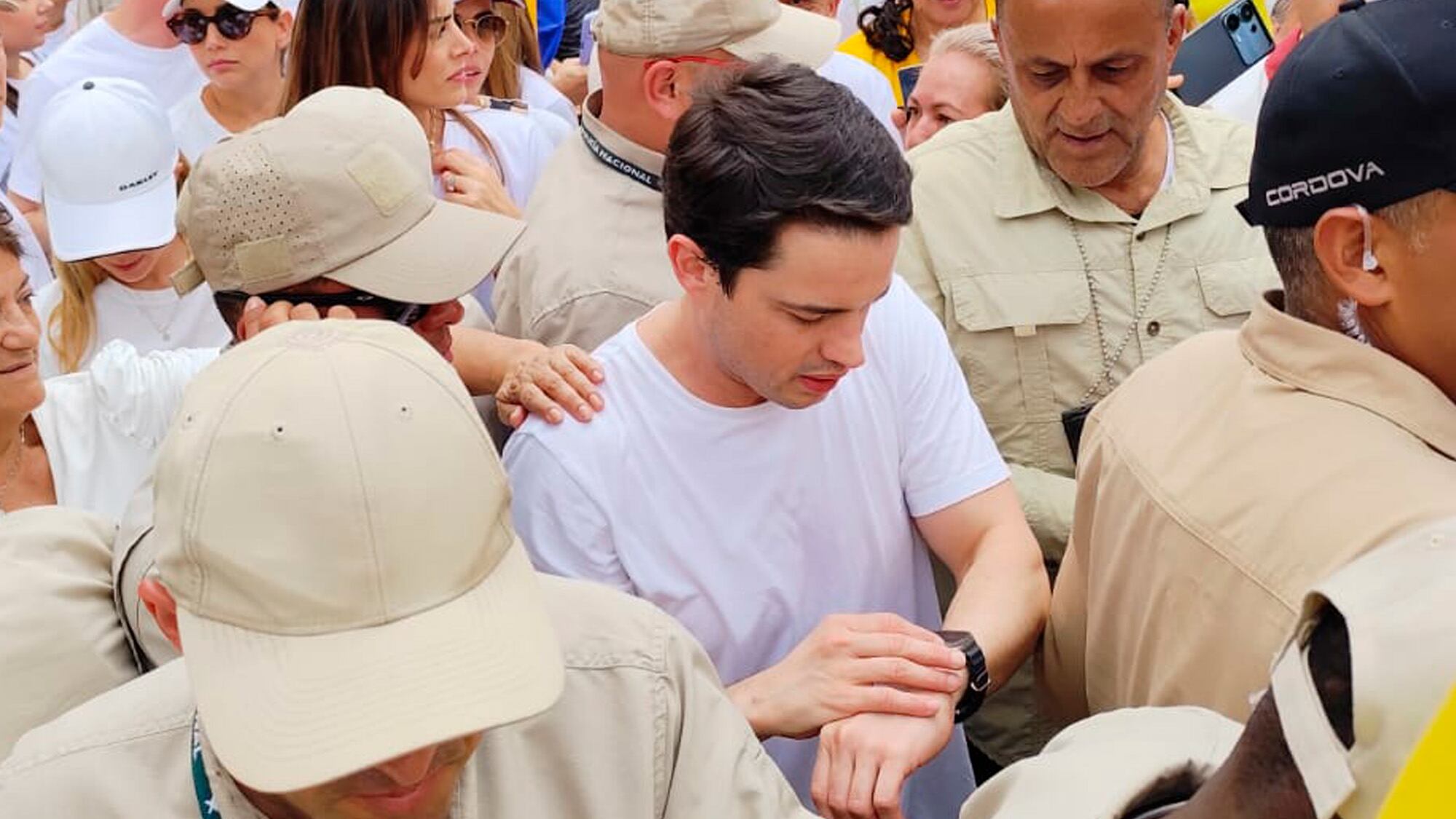 Jerónimo Uribe en la marcha a favor del expresidente Álvaro Uribe en la ciudad de Medellín.