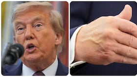 Donald Trump en rueda de prensa hoy en el salón oval