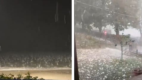 La fuerte granizada cubrió las calles y playas de Canasvieiras, en Florianópolis, Brasil.