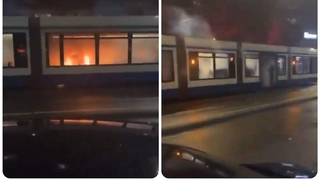 Un tranvía fue incendiado por los manifestantes