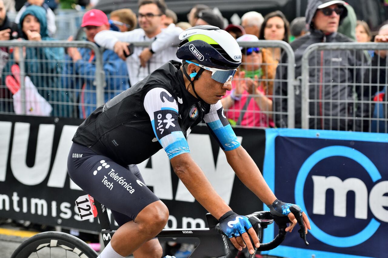 Nairo Quintana of Movistar Team during the Giro d'Italia 2025, Tour of Italy, Stage 17, San Michele all'Adige -Bormio (155 Km) on 28 May 2025 in Bormio, Italy - Photo Davide Vaninetti / LiveMedia / DPPI (Photo by Davide Vaninetti / LiveMedia / DPPI via AFP)