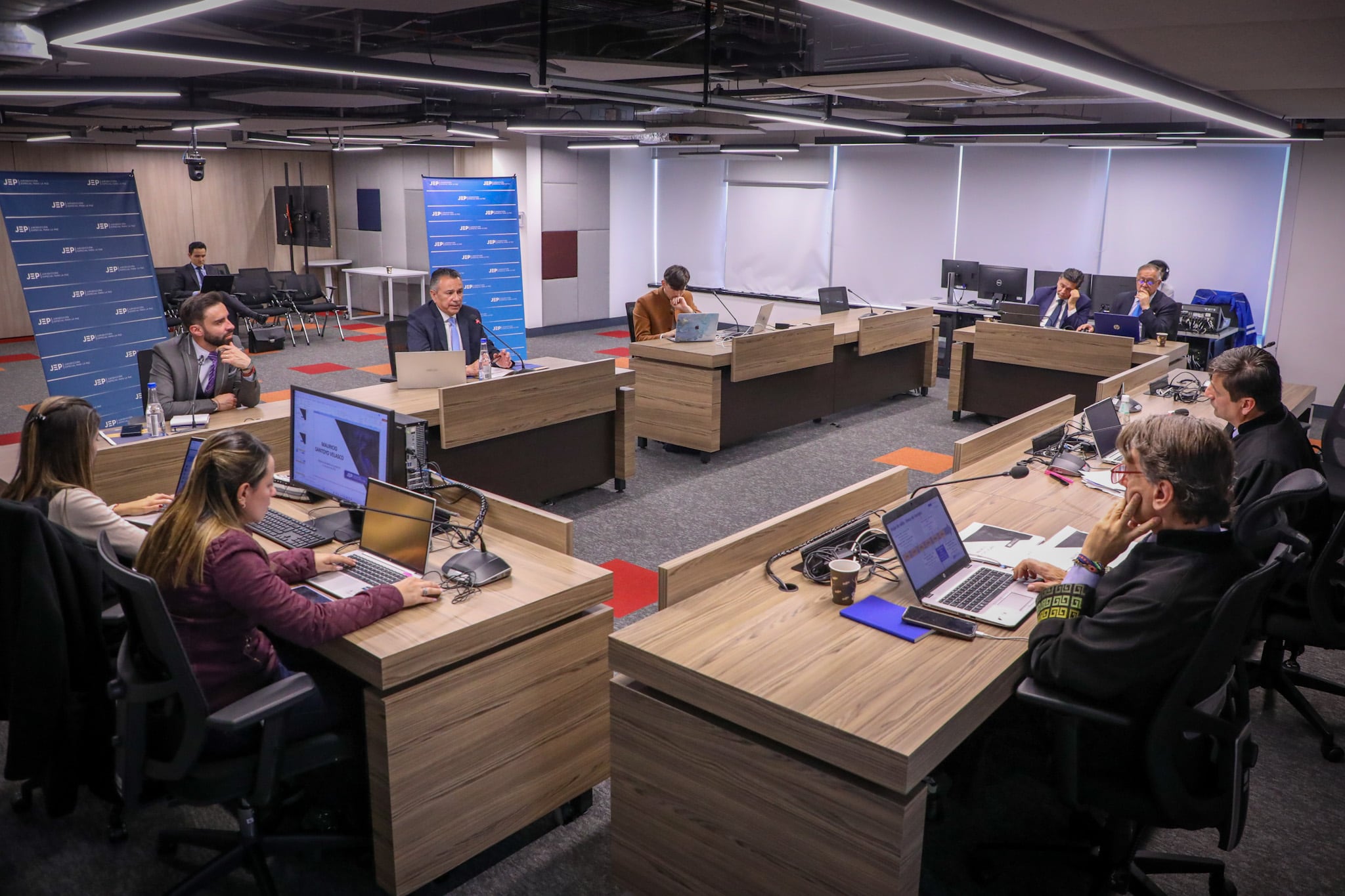 Mauricio Santoyo ante la JEP, el jueves 21 de marzo.