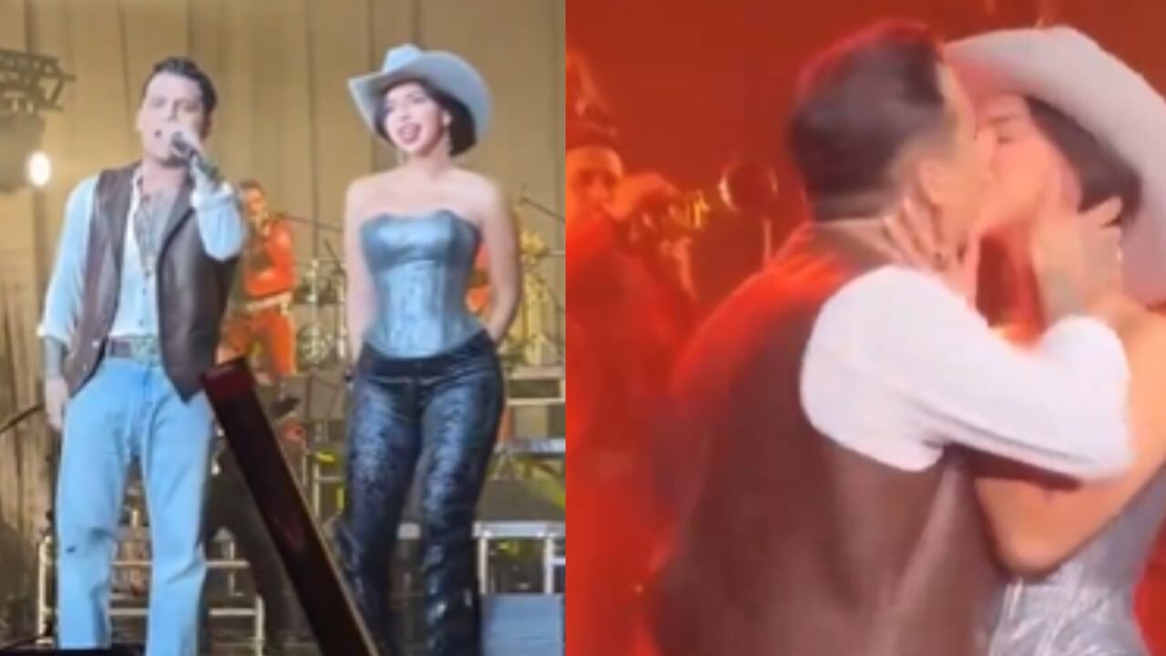 Christian Nodal y Ángela Aguilar no ocultan su amor en público y se besaron en plano concierto.