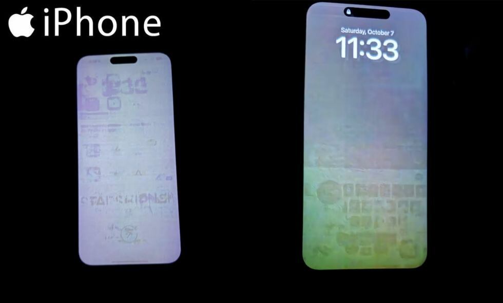 Estas imágenes fueron compartidas por usuarios, quienes informan que las pantallas de su Iphone 15 están defectuosas.