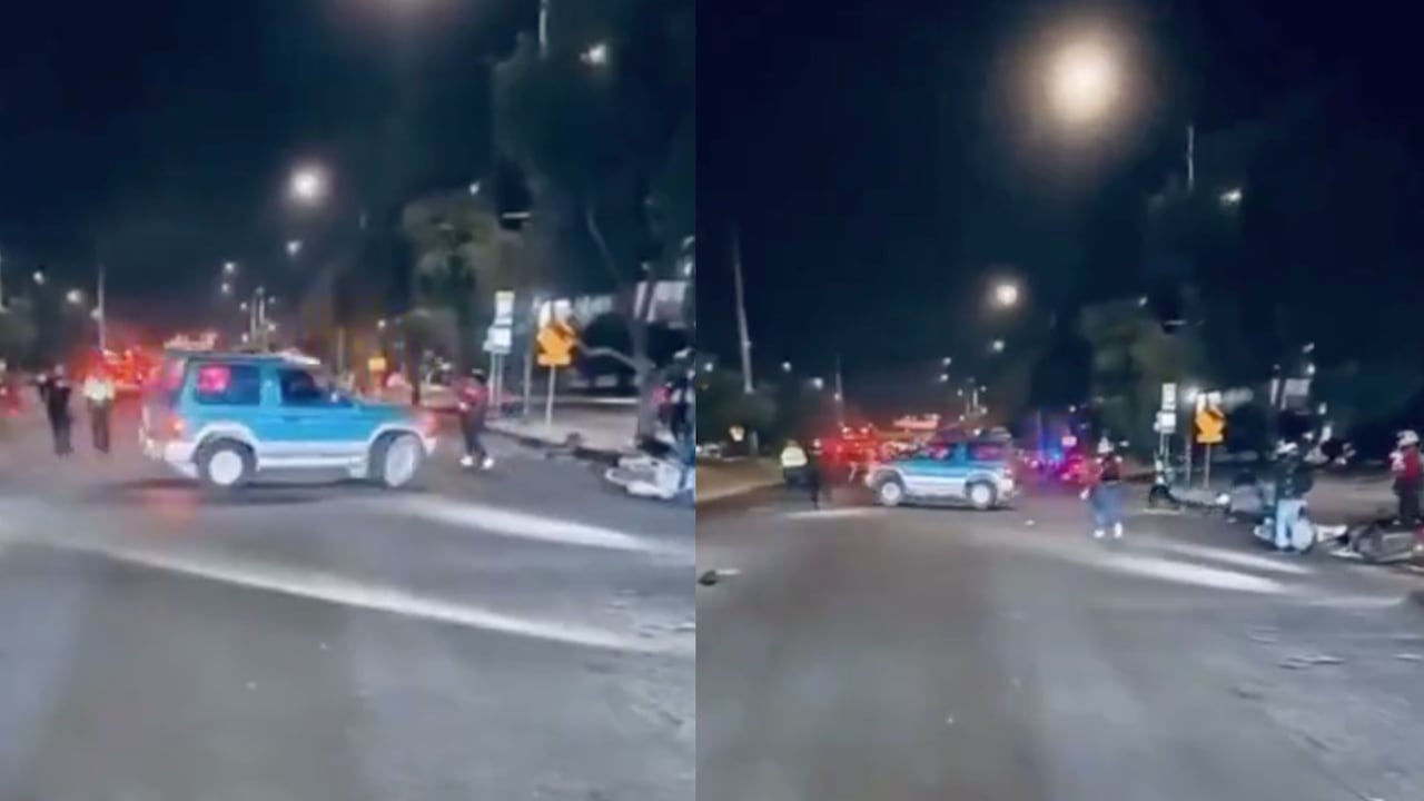 Este fue el campero azul que atropelló a varios motociclistas en Bogotá.