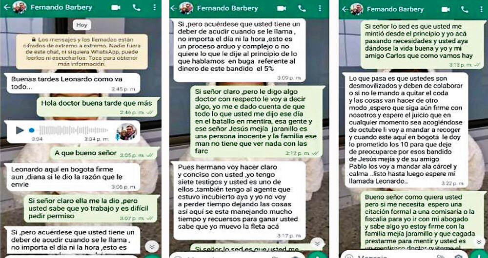   Según la denuncia, el fiscal Fernando Barberi presionaba a los supuestos testigos para que declararan que los bienes fueron obtenidos de manera ilegal. Pablo Catatumbo, exguerrillero de las Farc, hoy senador, también negó alguna relación con la familia Mejía Jaramillo.