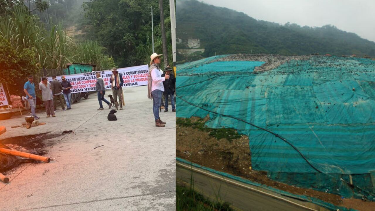 Bloqueos a la entrada del relleno sanitario de La Pradera de Medellín.