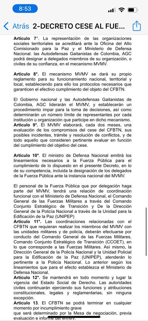 Decreto Cese al fuego